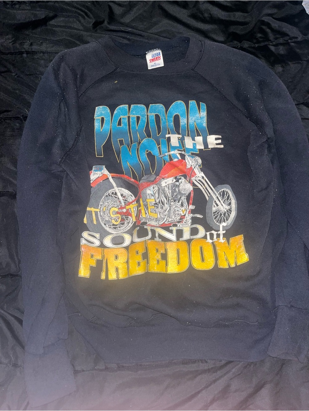 Vintage Harley Pardon The Noise 'Sound of Freedom' Crewneck Sweater Black xl